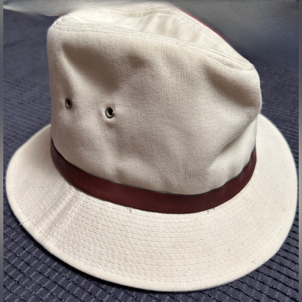 Eddie Bauer | Vintage Canvas Beige Fedora Hat, Unisex Size Medium - Picture 4 of 12